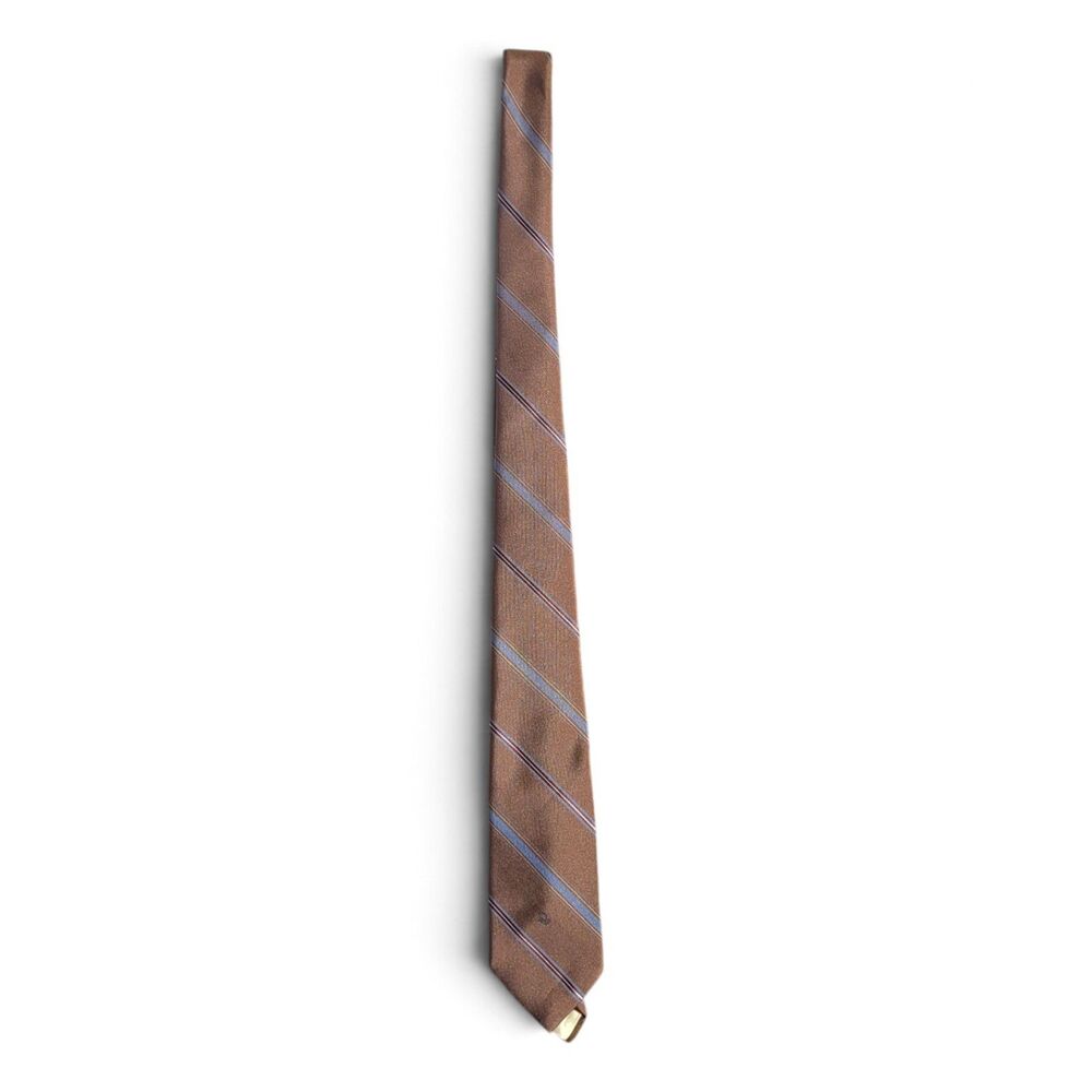 Christian Dior Monsieur Silk Tie Brown Blue Red Striped Men's Necktie Vintage